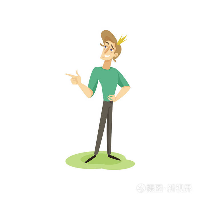 自负的现代王子在休闲衣裳和金黄冠, 滑稽的年轻人漫画人物卡通矢量