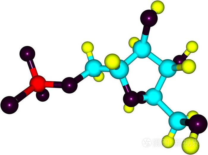 果糖分子结构在白色背景下的研究