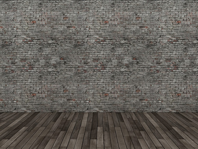 旧砖壁和混凝土地板 3d