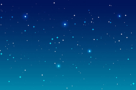 天空夜的背景和许多星星。蓝色深空间景观。向量例证