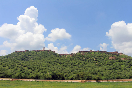 从入口处看, 在斋浦尔的北美 或琥珀 堡。拉贾斯坦邦六座小山堡垒之一。采取在印度, 2018年8月