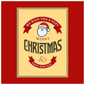圣诞节贺卡设计与红色背景向量