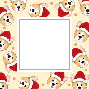 柯基犬圣诞老人在米色象牙横幅卡. 向量例证