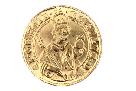 孤立的历史捷克硬币 黄金