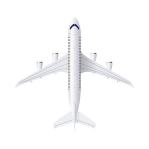 在白色背景下被隔绝的现实飞机的顶部看法, 向量例证