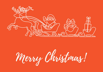 圣诞老人与圣诞礼物在雪橇与驯鹿。n