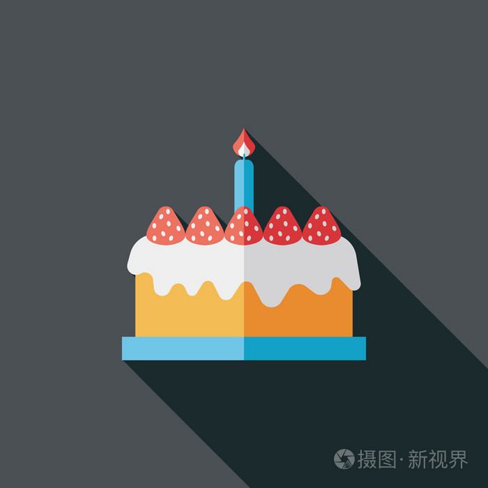 带有长长的影子,eps10 的生日蛋糕平图标