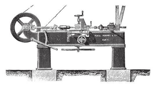 机器开槽轮, 海拔, 复古雕刻插图。工业百科全书 E。拉米1875