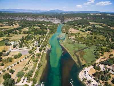 法国南部峡谷韦尔东峡谷河鸟瞰图