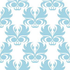 白色背景上的蓝色花朵。纺织品和墙纸装饰无缝图案