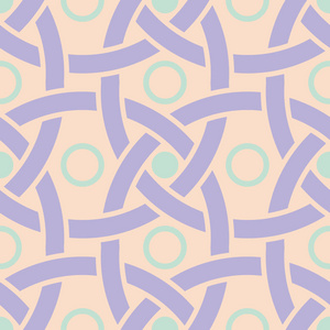 几何无缝图案。米色背景以紫罗兰色和蓝色元素为墙纸纺织品和织品