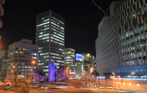 大阪城市摩天大楼夜景日本图片