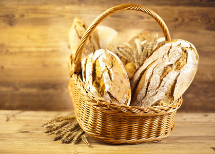 传统的面包在篮子里