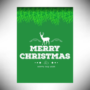 圣诞快乐创意设计与绿色背景向量