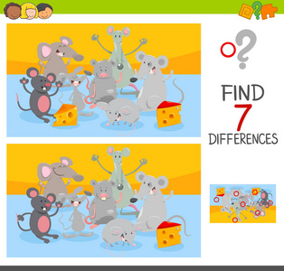 查找与小鼠动物角色的差异游戏照片