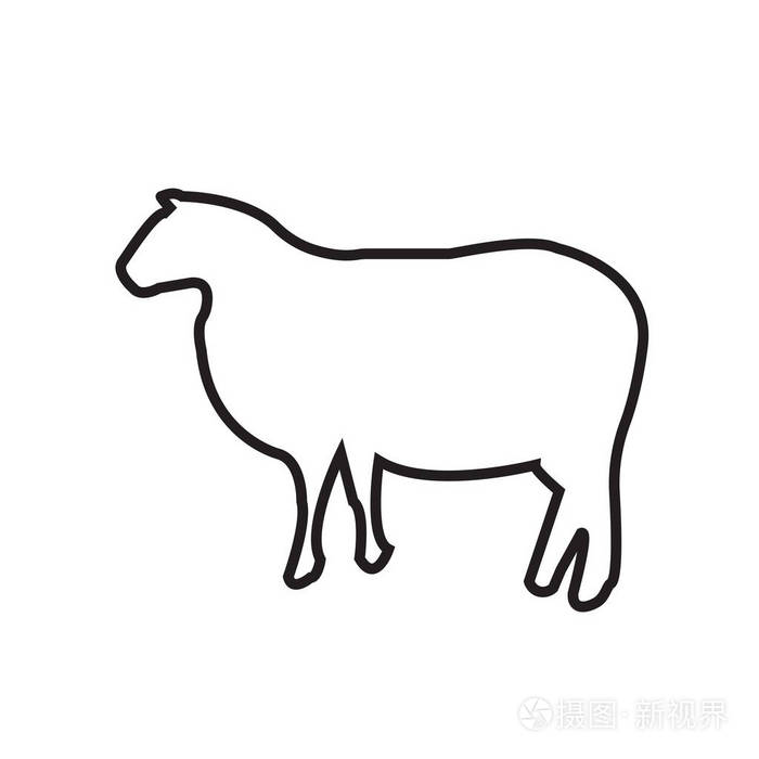 绵羊轮廓剪贴画白色背景
