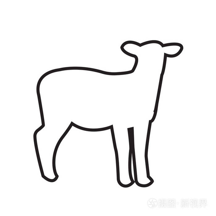 绵羊轮廓剪贴画白色背景
