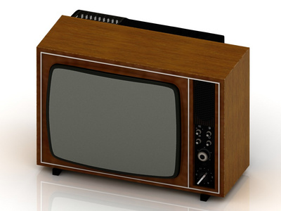 在 1970年木箱的旧电视