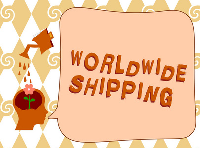 手写文字书写全球航运。概念含义海运货物运输国际货运