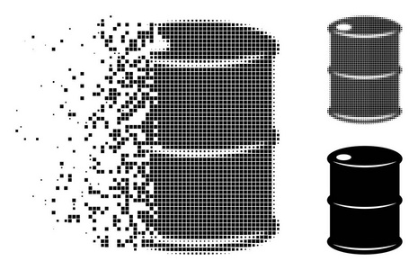 消失的像素化半色调油桶图标