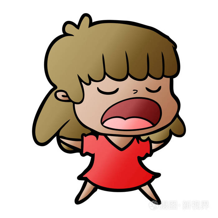 卡通女人大声说话