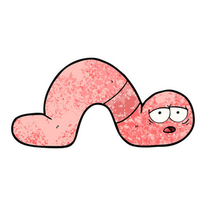 卡通疲劳蠕虫的矢量图解