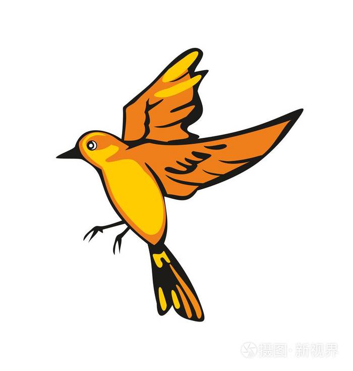 一只飞鸟.矢量平图