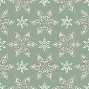 橄榄绿色花卉无缝图案与淡粉色元素。背景以花设计为墙纸纺织品和织品