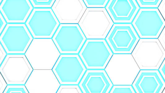 抽象3d 白色六边形的背景由蓝色发光的 ba 组成