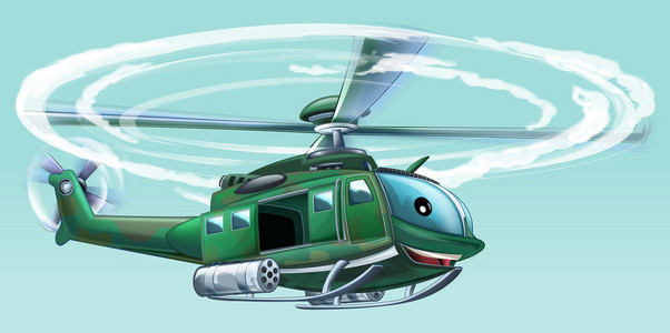卡通军用直升机