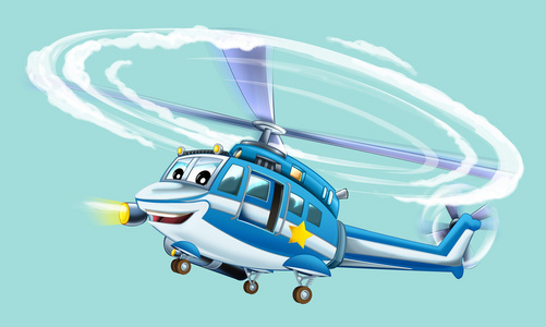 卡通警察直升机