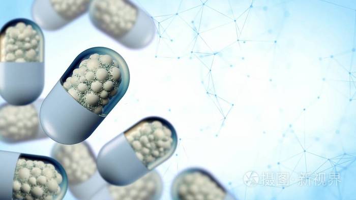 彩色抽象混沌结构球囊内, 药学与神经丛背景医学概念