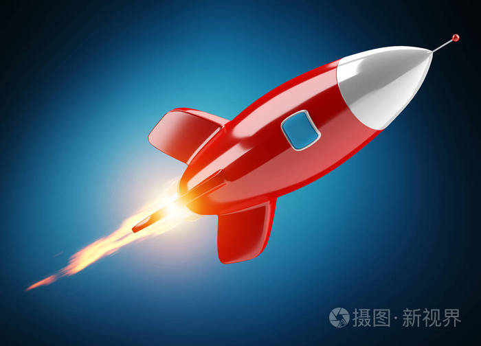 孤立的现代数字火箭 3d 渲染