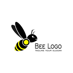 蜜蜂标志设计, 黑色黄色, 矢量图标