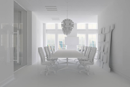 3d. 带桌椅的 concerence 室的渲染