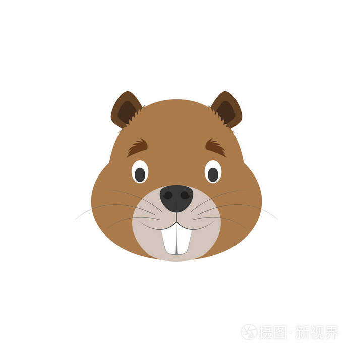 儿童卡通风格的海狸脸.动物脸矢量插画系列