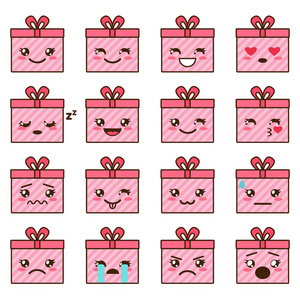 矢量集可爱的可爱 emoji 表情