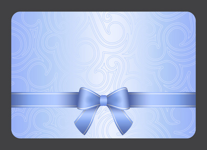 亮蓝色礼品卡用丝带和漩涡装饰