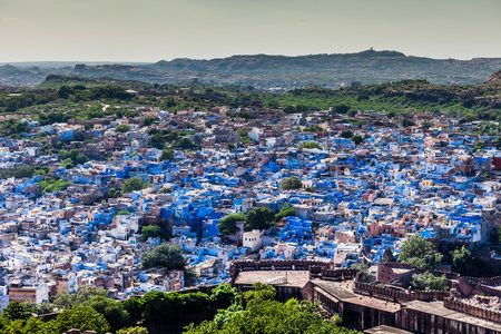 焦特布尔，蓝色的城市，从 mehrangarh 堡 拉贾斯坦邦 印度的视图