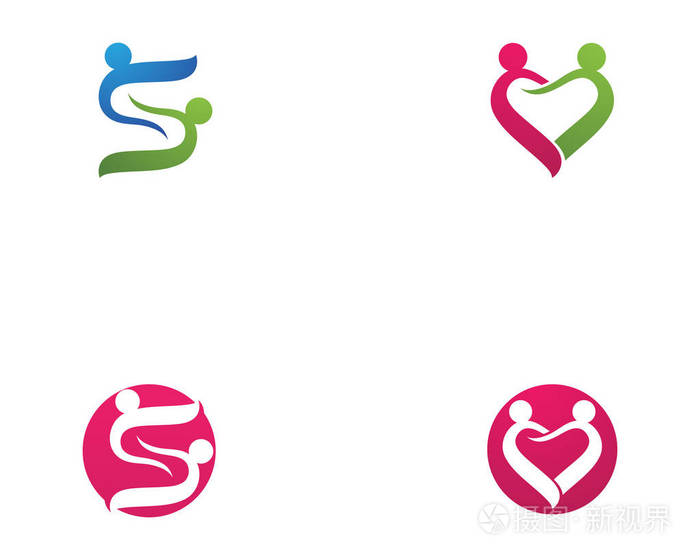 通过与社区护理 logo 模板矢量图标