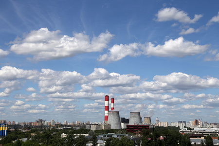 管道的燃煤电站。莫斯科俄罗斯