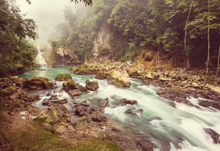 美丽的自然水池在 Semuc Champey, Lanquin, 危地马拉, 中美洲