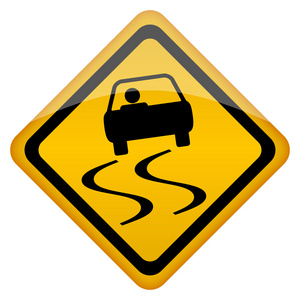 矢量湿滑道路标志