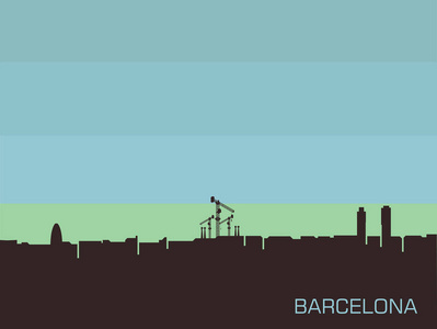 巴塞罗那城市天际线剪影