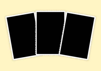 三白色垂直相框用于照片打印。矢量插图