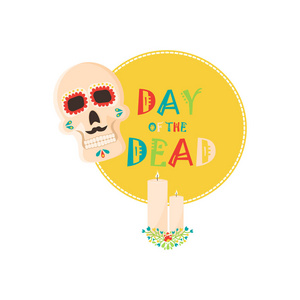 死亡海报的天, 墨西哥直径 de 洛杉矶穆埃尔托斯糖头骨假日向量例证