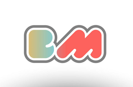 橙色柔和的蓝色字母表字母 bm b m 徽标组合图标