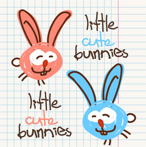 可爱的卡通兔子字符矢量插画