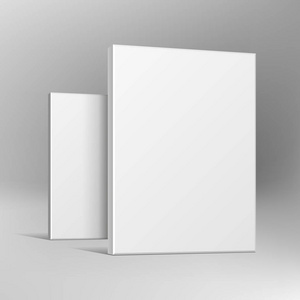 空白软件纸板或塑料包装盒组为您的产品。模拟, 模板。灰色背景上的插图。广告.矢量 Eps10