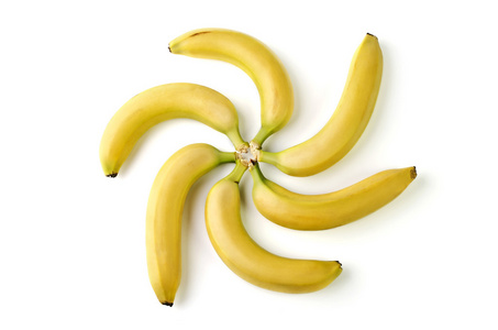 白上孤立的美味香蕉特写
